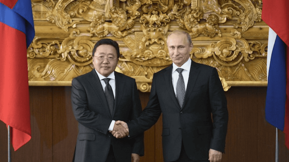 Russia's Prime Minister Vladimir Putin meets President of Mongolia Tsakhiagiin Elbegdorj