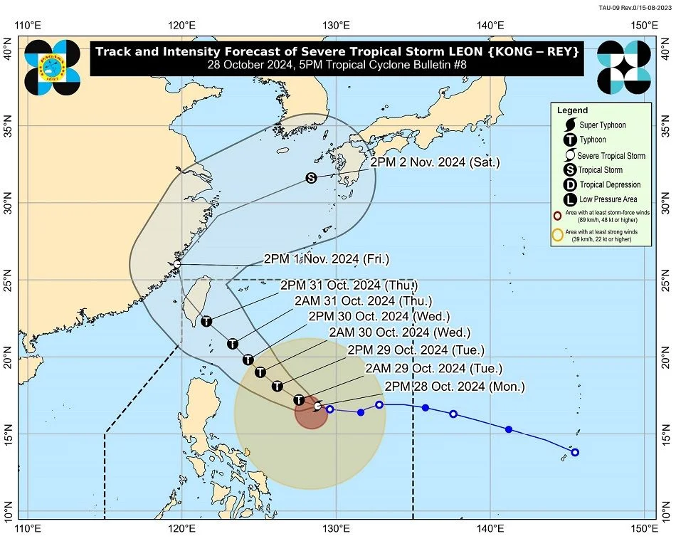 Forecast track of Severe Tropical Storm Leon. PAGASA